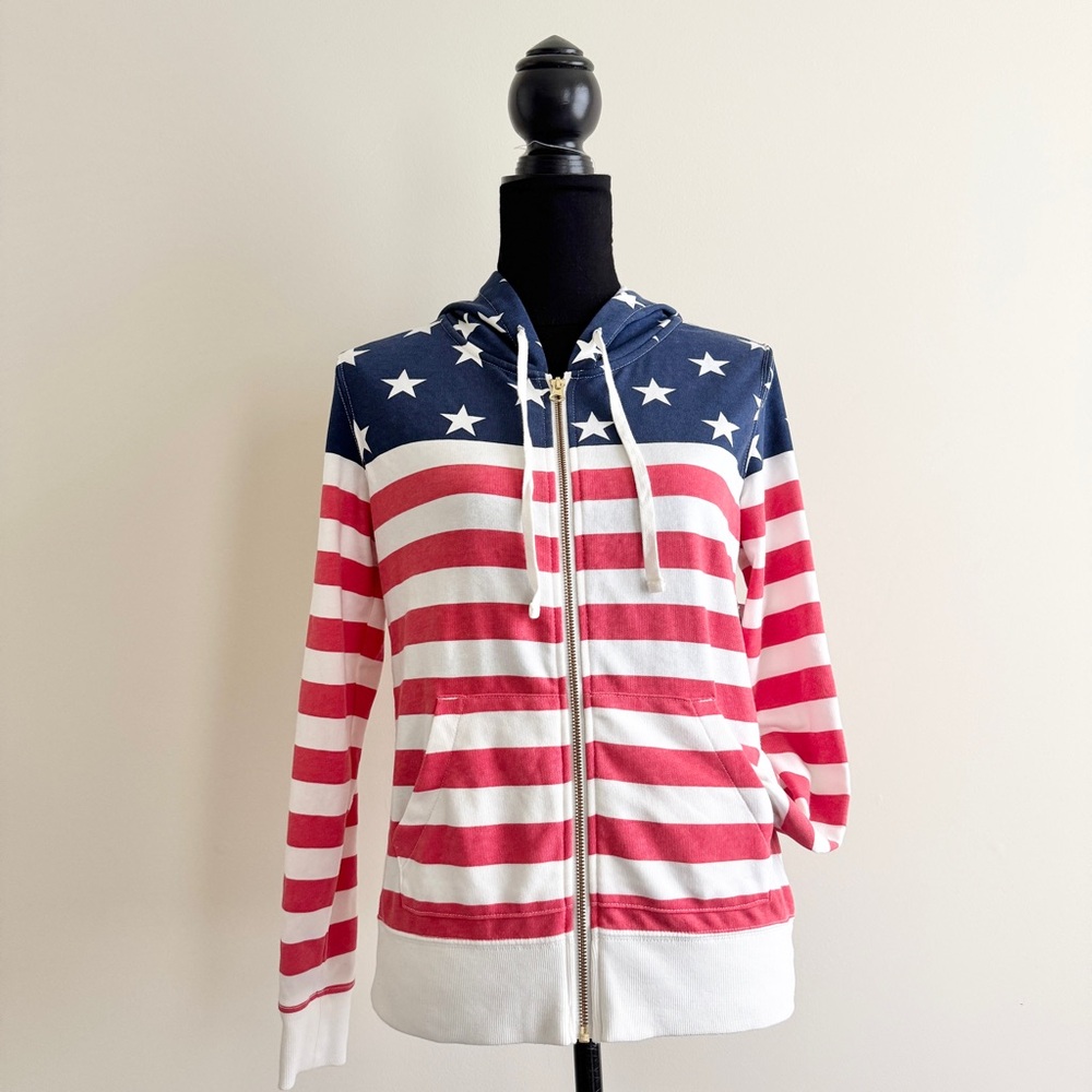 Old Navy American Flag Zip-Up Hoodie – Size Small – NWT Patriotic Stars